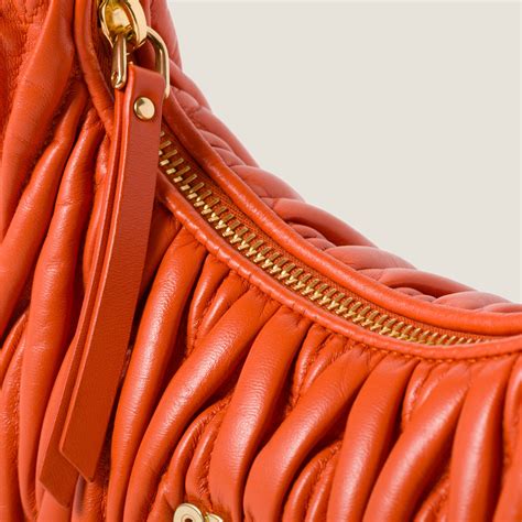 Orange Wander Matelassé Nappa Leather Hobo Bag